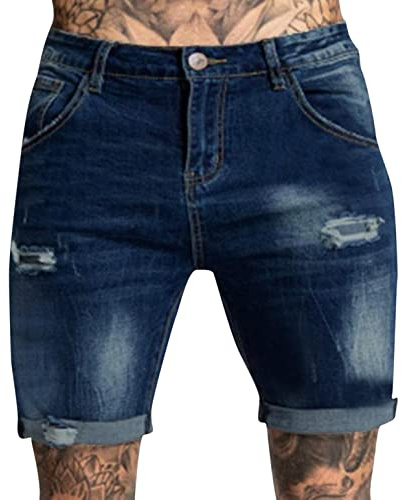 LAOLUO Herrjeans med hål mode skinny slim fit jeansbyxor stilar slitna sportbyxor med dragkedja casual mode träningsbyxor jogging vandring utomhus arbete last vintage sweatpants, 13-blå, M