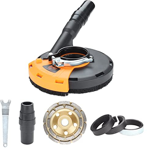 EINFEBEN Kit de capot d'aspiration pour meuleuse d'angle avec couronne de brosse 115/125 mm pour meuleuse d'angle professionnelle avec capot d'aspiration universel pour béton
