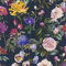 BRICOFLOR Blumen Tapete | Blaue Vliestapete mit Blumen | Florale Tapete mit Blumenmuster in Dunkelblau Bunt | Botanik Blumentapete aus Vlies für Wohnzimmer und Schlafzimmer