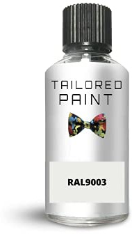 RAL9003 Signal White Matt Touch Up Paint with Brush Matt Paint for Wood, Metal, Plastic, PVC, UPVC, Fascia Soffit Furniture Boards - Indoor & Outdoor