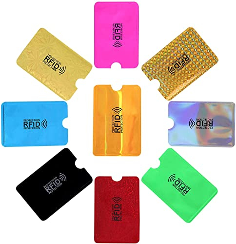 LYPER Custodia con schermatura RFID per carta di credito, 9 pezzi, custodie olografiche RFID, porta carte, banco di blocco, antifurto, portafoglio