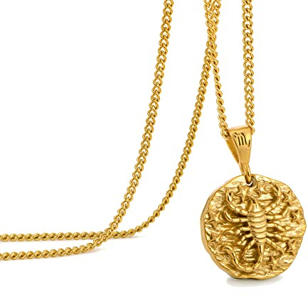 Speroto Sternzeichen Halskette für Herren - Edelstahl Anhänger Skorpion in Gold - Geschenk