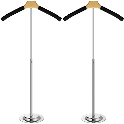 Qunclay Adjustable T Shirt Display Stand Flexible Mannequin Torso Shoulder Shirt Rack Portable Metal Clothes Hanger Rack Dress Form Stand for Vendor Jacket Coat, Height 16-27.9 Inch, Black(2 Pcs)