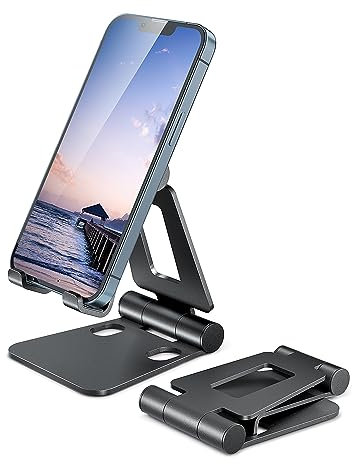 Desire2 Anywhere Folding Phone Holder, Foldable Mobile Phone Holder and Tablet Stand, Home Office Desk Accessory, Fits Most Smartphones and Tablets, Multi-Angle Adjustable Phone Stand and Ebook Mount