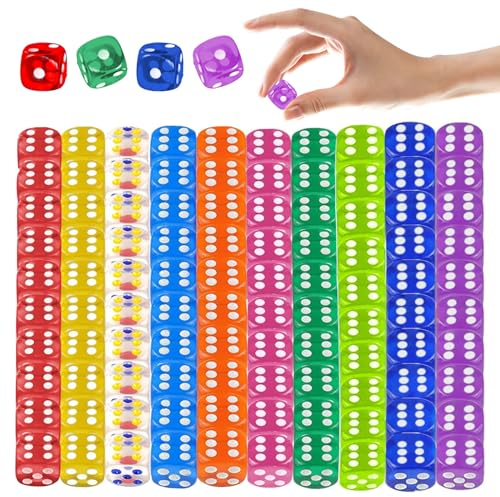 100 Stück Würfel Set, würfel bunt Set, 12 mm Acryl Würfel,Bunt würfel,6-seitig,Spielwürfel Dice Set,bunt würfelspiel,Würfelspiele Tischspiele