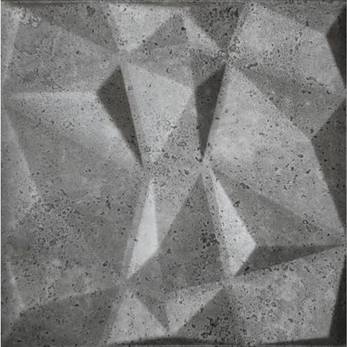 3D Diamond Effect Wall Panels - 3D Diamond Look, Cladding Panels for Living Room, Kitchen, Bathroom, Balcony, Bedroom, | 50x50cm (K46, 3D Concrete Dark Diamond) 80 Panels - 20 m2