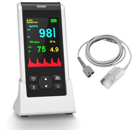 Wiederaufladbare Fingerspitzen-Pulsoximeter, Handpulsoximeter, SpO2 und Pulsfrequenz Finger Blutsauerstoffsättigungsmonitor, tragbares Sauerstoffmessgerät