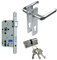 BKS Zimmertür/Wohnungstür/Badezimmer Komplett Set, inclusive Aluminium Schild Beschlag (PZ Schließzylinder, DIN RECHTS, Kurzschild 165mm x 40mm)