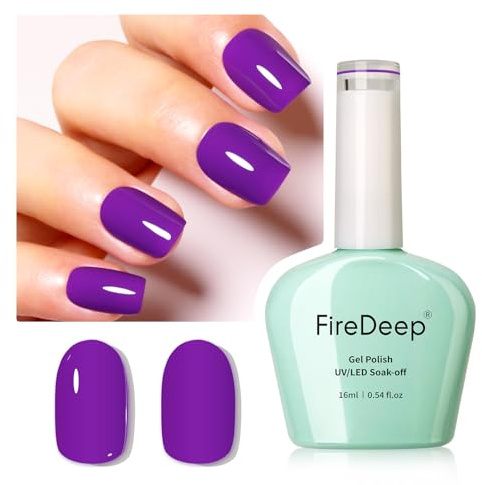 Firedeep Smalto per unghie gel viola intenso, 16ML Bottiglia grande colore viola scuro inzuppato UV LED Smalto gel per unghie autunno inverno Nail Art Starter Manicure Salone fai da te a casa 1Pcs