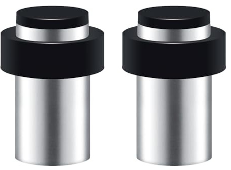 2 Pezzi Fermaporta da Pavimento, Fermaporta a Muro Fermaporta in Acciaio inox con Tampone di Gomma Tampone per Porta (60mm)