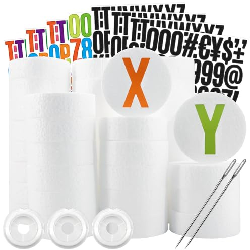 Soleeya 40 Pcs 3 Inch Foam Circles for Crafts, Round Foam Discs for Birthday Party Sculpture DIY Projects Weddings Decorations, with 8 Sheets Alpha-Numeric Stickers/2 Long Pins/3 Rolls Elastic Wire