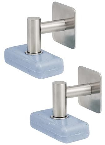 bremermann Magnet-Seifenhalter 2er Set, ideal geeignet für Feste Seifen und Shampoos - frei hängend durch Magnet - Montage durch Ankleben, aus mattem Edelstahl