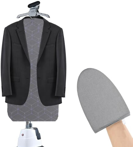 Faltbares Dampfbrett mit Handschuhen für effizientes Dämpfen Tragbare Bügelbrett Dampfbügelbrett mit Praktischer Aufhängehaken für Zuhause Hotel Reise, 89 x 44 cm Grau