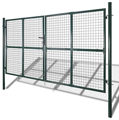 Genérico Puerta Doble para Valla de 300x150 cm Acero con Recubrimiento en Polvo,Bricolaje,Vallas de jardín,Puertas de jardín-142025