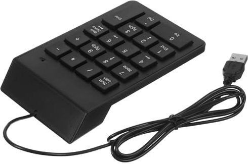 Alipis Teclado Numérico USB Cable Negro de 19 Teclas, Diseño Compacto de Plástico Que Ahorra Espacio para Industrias Bancarias y Uso Portátil