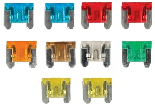 10 Pack Low Profile Mini Blade Fuses, Automotive Car Fuse Assortment Kit 5A–30A, Durable Zinc Alloy Vehicle Fuses for Cars, Trucks, SUVs, Motorcycles, RVs, Boats