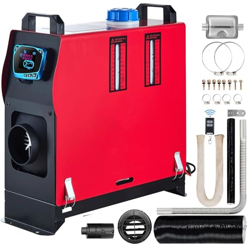 TECASDFG Riscaldatore Diesel da Parcheggio Riscaldatore d'Aria Diesel da 5 kW, Staccabile, Tutto in Uno, 12 V, Telecomando, con silenziatore e Interruttore LCD Blu