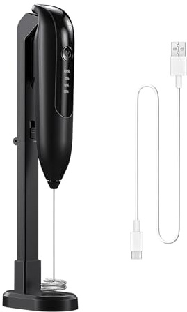 LuminaVerde elektrisk mjölkskummare, mjölkvisp, USB-mjölkskummare, piska, elektrisk mjölkskummare med 3-stegs LED-display