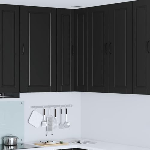 LoogCape Porto Wall Corner Cabinet Black Made of Wood Material 57 x 57 x 100 cm, Wall Cabinet with 3 Shelves and 2 Doors, Kitchen Cabinet for Storage Space, Storage and Modern Interior Decoration