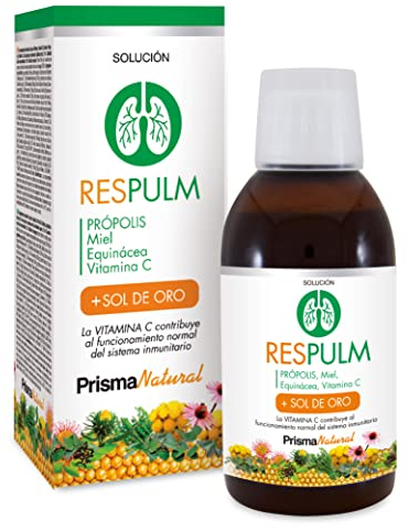 Prisma Natural - Solución Respulm - Jarabe natural Expectorante 250ml para Adultos.Ingredientes naturales como: Miel, Aloe Vera, Propolis, sol de oro, vitamina c...ideal para tos, garganta y alergias.