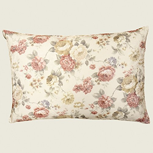 heimtexland ® Landhaus Rosen Kissenhülle in 40x60 cm aus hochwertigem Jacquard in Creme rosé mit Blumen Druck Rose - Kissen Country Chic Typ442