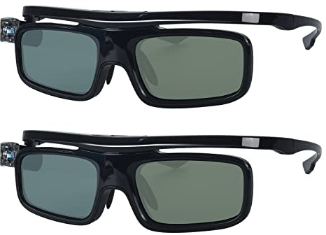 3D Glasses, Active Shutter Rechargeable Eyewear for 3D DLP-Link Projectors Cocar Toumei - Pack of 2