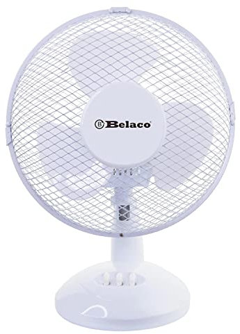 Belaco 9inch Table Fan Desk Fan with 2 Speed Oscillating cooling fan Stand Fan Low Noise Strong Resistant Base BLTF25 high protective mesh grill home office