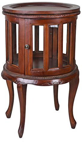 Lup016 Palazzo Armoire de bar ronde en acajou Marron 48 cm