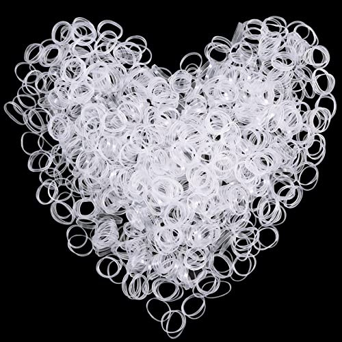 Sularpek Hair Bands, 1000Pcs Clear Elastic Hair Bands, Mini Hair Bands, Clear Small HairBands, Soft Hair Elastics Ties Bands for Kids Hair, Braids Hair, Wedding Hairstyle