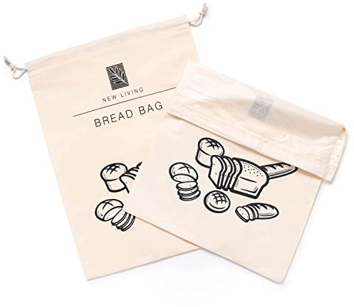 Brotbeutel Größe 44x35 cm | GOTS-zertifizierte Baumwolle mit lebensmittelechtem Kunststofffutter Brotbeutel | Einzeln oder 2 Stück | Macht Brot länger haltbar | Ökoprodukt (2)