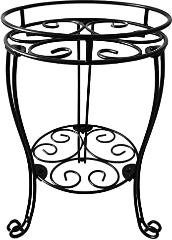 Stormshopping 2 Tier Plant Stand, 19.2 inch Tall Metal Potted Holder Rack, Indoor Outdoor Multiple Flower Pot Shelf Rustproof Iron Garden Container for Garden Patio Living Room Corner Balcony, Black