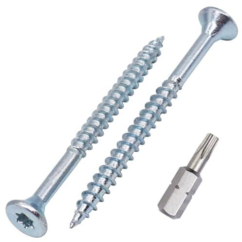 SKIR'CO (60 uds) Tornillos para madera de acero galvanizado, 5,0 x 60 mm, Torx de cabeza avellanada, tornillos para aglomerado, parcialmente roscados