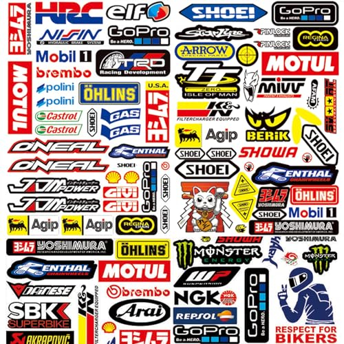 3 Bilder Motorrad Aufklebe Racing Aufkleber,Motorbike Stickers Auto Aufkleber Sponsoren Aufkleber Motorrad Helm Aufkleb Geeignet für MotorräDer,Autos,Rennwagen,Helme usw