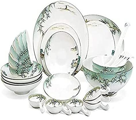 BGFYUSF Set di Stoviglie Set di Servizio da Cena per Famiglia di Lusso， Set da Tavola Resistente， Set di Stoviglie in Porcellana da 32 Pezzi Combinazione di Piatti in，