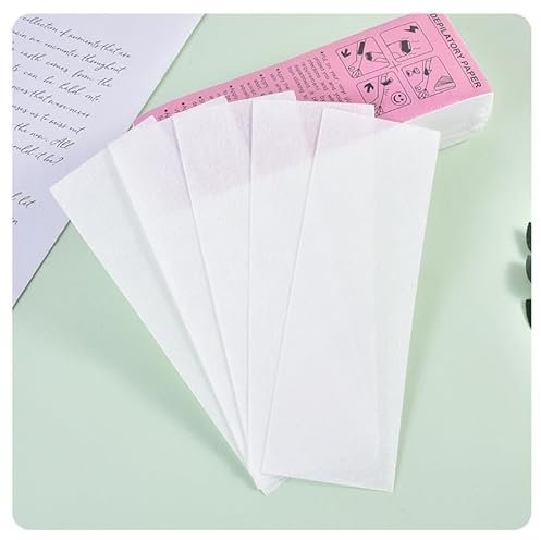 Hrlace Vliesstreifen Haarentfernung Kaltwachs Streifen für Sensible Haut Vliesstoff Wachsstreifen Reißfeste für Haarentfernung, Wachspatronen, Enthaarung, Sugaring Paste und Waxing 50 Stück