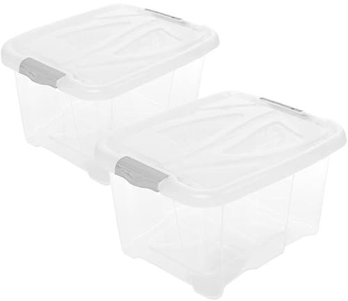 Aufbewahrungsbox mit Deckel Groß, 2er Set 30L, 49cm x 39cm x 26cm Transparente Kunststoffboxen für Büro, Küche & Garage - Stapelbar, Langlebig, BPA-frei, Einfach zu Reinigen, Ideal für Ordnung