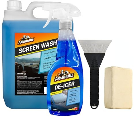 Armor All Winter Car Kit, Winter Screenwash 5L, De-icer 750 ml, Ice Scraper x 1, Chamois Demister Pad x 1