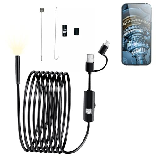 Boroscopio, Endoscopio Snake Inspection Camera, Endoscopio per Smartphone, 1280P HD Telecamera Endoscopica, IP67 Impermeabile Endoscopio, Telecamera Ispezione Tubi, Scope Camera con 6 luci LED