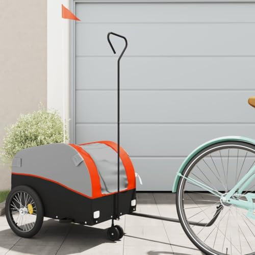 Xichuzi Remolque para Bicicleta Hierro Negro y Naranja 30 kg, Remolque Bici Perro, Remolque Bicicleta De Carga - 94138