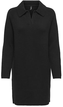 ONLY Onlhaze Ls Polo Dress KNT, Noir, XL Femmes