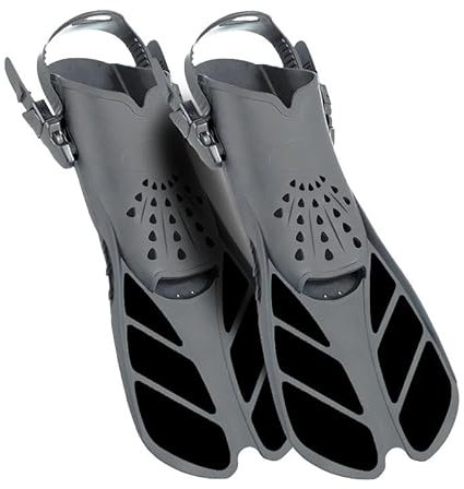 Schnorchelflossen, Flossen Erwachsene Schwimmflossen, Flexibel Einstellbare Schwimmflossen, PP+TPR Material Unisex Taucherflossen für Erwachsene mit Netztasche (Grau-S/M)
