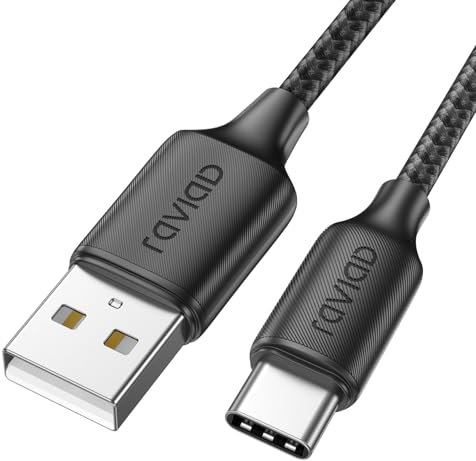 RAVIAD Câble USB C 1M, Cable USB C Charge Rapide 3A Nylon Tressé Chargeur Type C pour iPhone 16/15/15 Pro/15 Pro Max, Galaxy S23/S22/S21/S10, Note 10, Huawei P40/P30, Google Pixel -Noir