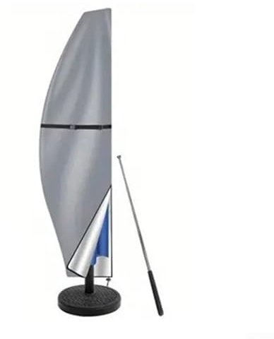 Copertura resistente per ombrellone da patio, per tutte le condizioni atmosferiche, resistente ai raggi UV e al vento, colore grigio, 190 x 50 cm