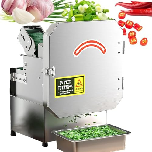 300w Commercial Vegetable Cutter,Heavy Duty Electric Slicer,The Single Processing Volume Reach 500 Grams,for Green,Onions,Peppers,Potatoes,Mushrooms,Stainless Steel Professional Grade
