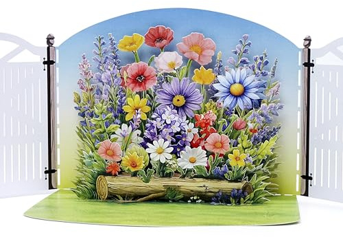 CUTPOPUP Jardín de flores mixtas 3D Tarjeta Cumpleaños, Tarjetas Dia de La Madre, Regalos Originales Para Mujer, Regalos Para Mujer (Mixed Flowers Garden) US8-FL191ES