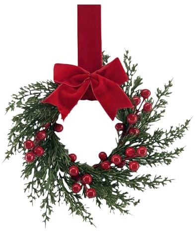 2026 Corona para puerta | Corona con lazada roja, corona verde para chimenea, festividades, pared, fiesta, 1 unidad (Verde, 30 cm)