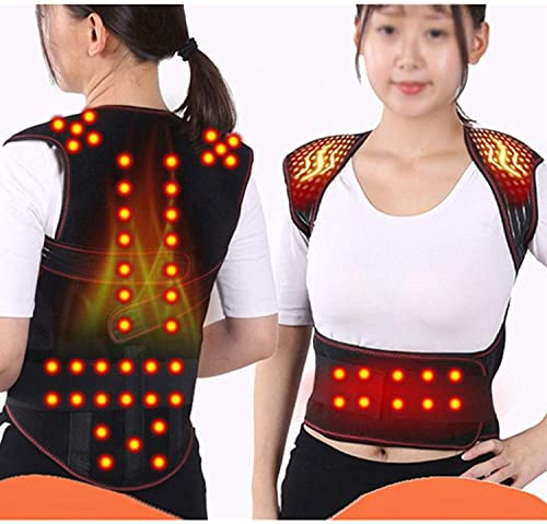 MKAK Chaleco de auto-calefacción magnético Atrás Soporte de apoyo Cinturón de correa de cintura Postura Corrector columna vertebral espalda espalda Hombro Protección lumbar(M)