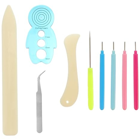 Lurrose Kit de Quilling en Papier 9 Pièces, Stylo à Aiguille en Acier Inoxydable Manche Plastique, Outil Multifonction pour Loisirs Créatifs, Décoration DIY, pour Couleur Aléatoire