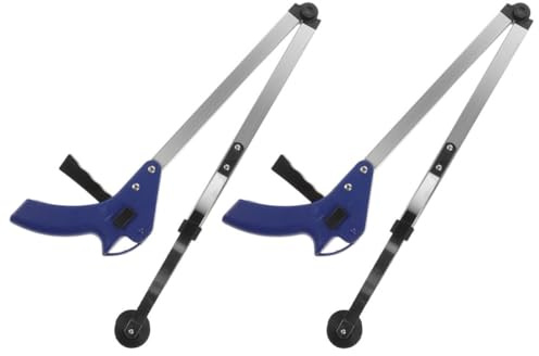 INOOMP Pinza Raccogli Rifiuti Pieghevole in Alluminio, Set 2 Pezzi da 83 Cm, Attrezzo di Presa Ergonomico per Anziani e Disabili, Raccoglitore di Rifiuti Resistente Artigli Girevoli