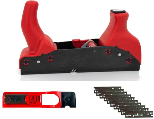 PACK PIALLA RALI 220 MONOBLOC + 10 LAME CROMO: pialla da falegname senza affilatura per il legno | pialla manuale con lama reversibile, regolazione istantanea della profondità | Per demancare e la